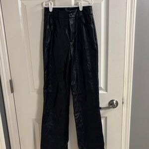 SHEIN Black Faux Leather Trousers